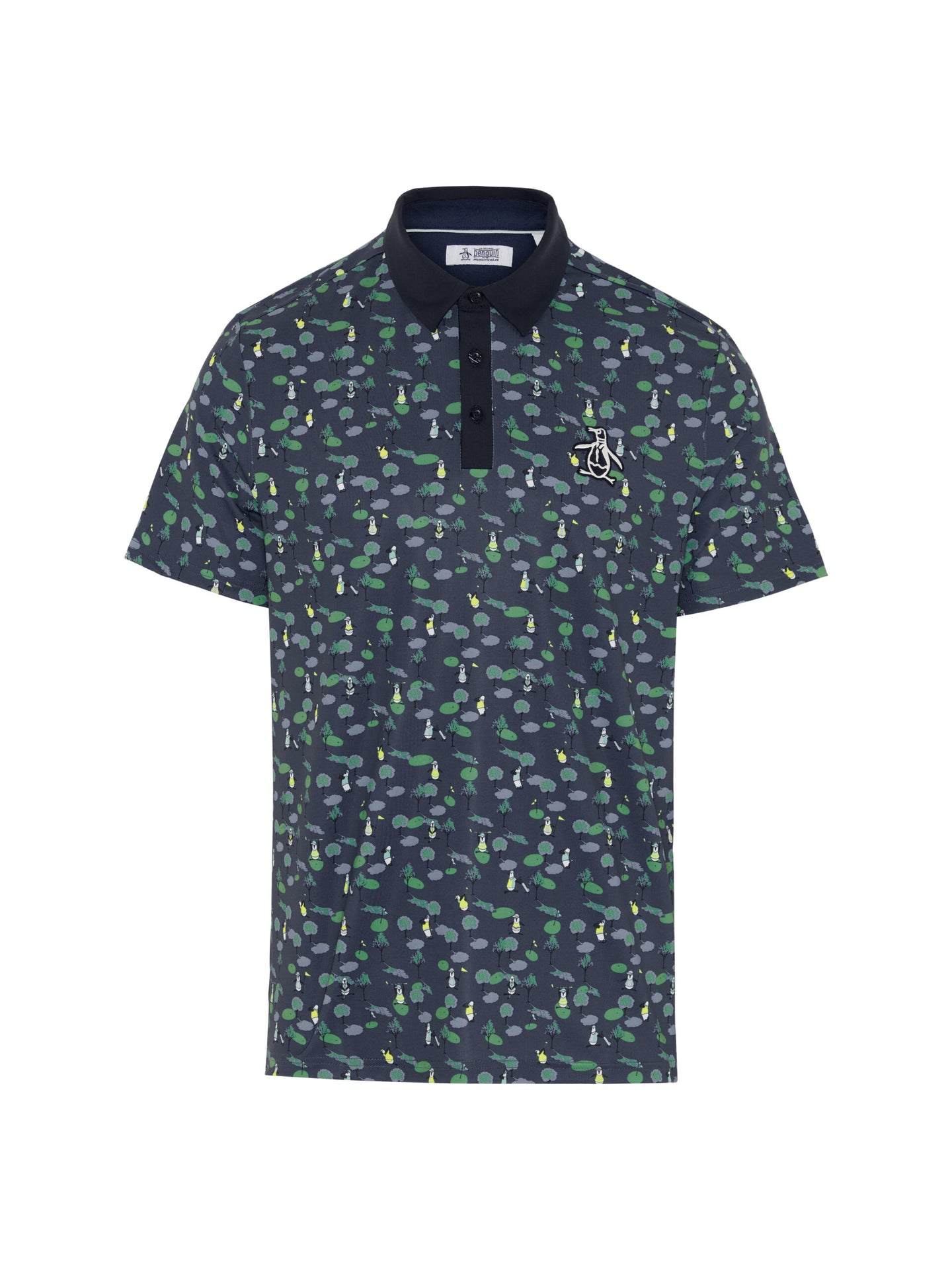 Penguin Pete On The Course Print Polo